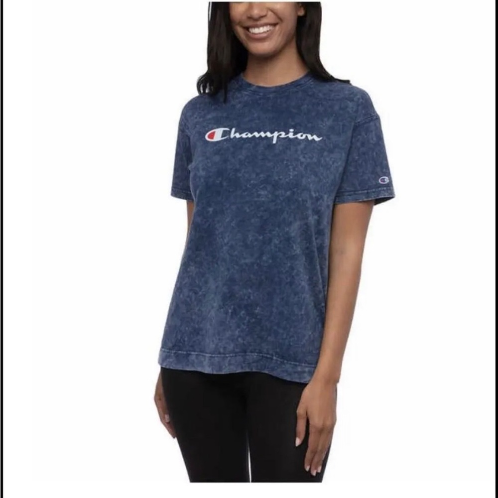 New womens Champion acid wash shirt blue